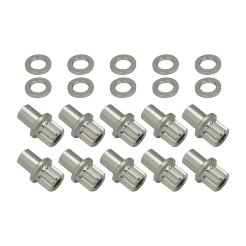 Street Pro Wheel Lug Nut & Washer Kit, 1/2''-20 Open, Cold Forged Billet Aluminium, 0.850" Shank, Silver, Set of 10