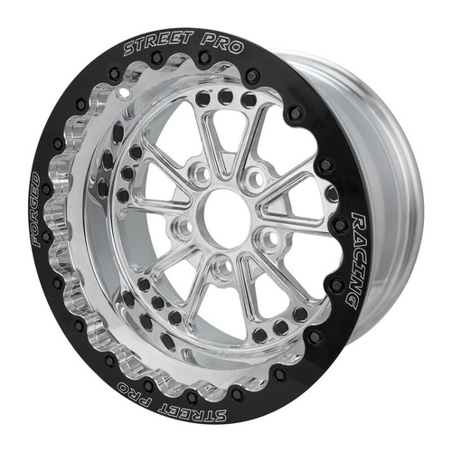 Street Pro 009 Series Forged Wheel, Rear Beadlock 15x10'' / 4.50'' Backspace (-25) / 5x4.50" Bolt Circle Ford, Polished