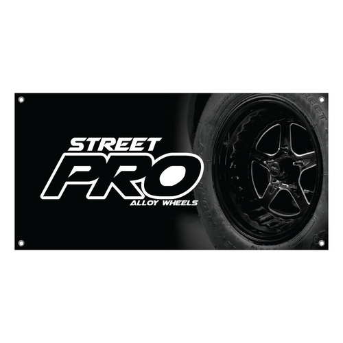 Street Pro Wheels Vinyl Banner 1500mm x 750mm, Street Pro Logo, Each